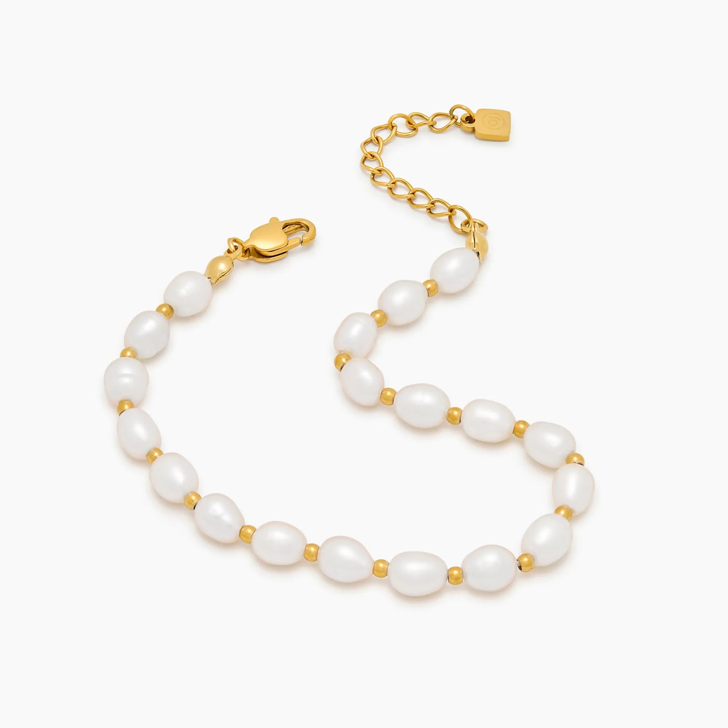 18k Gold Plated Pearl Moon Bracelet — Women