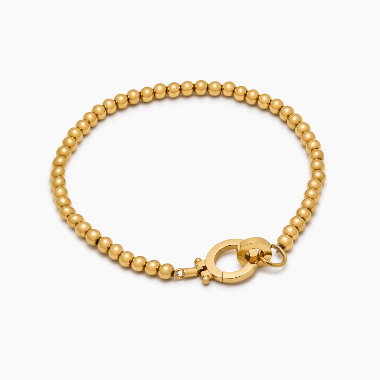 Pulsera Cuentas Doradas Esencial en Baño Oro 18k — Mujer
