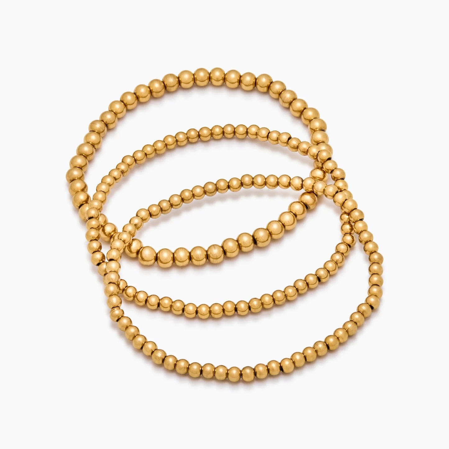 Pack 3 Pulseras de Cuentas Doradas 433 en Baño de Oro de 18k — Mujer