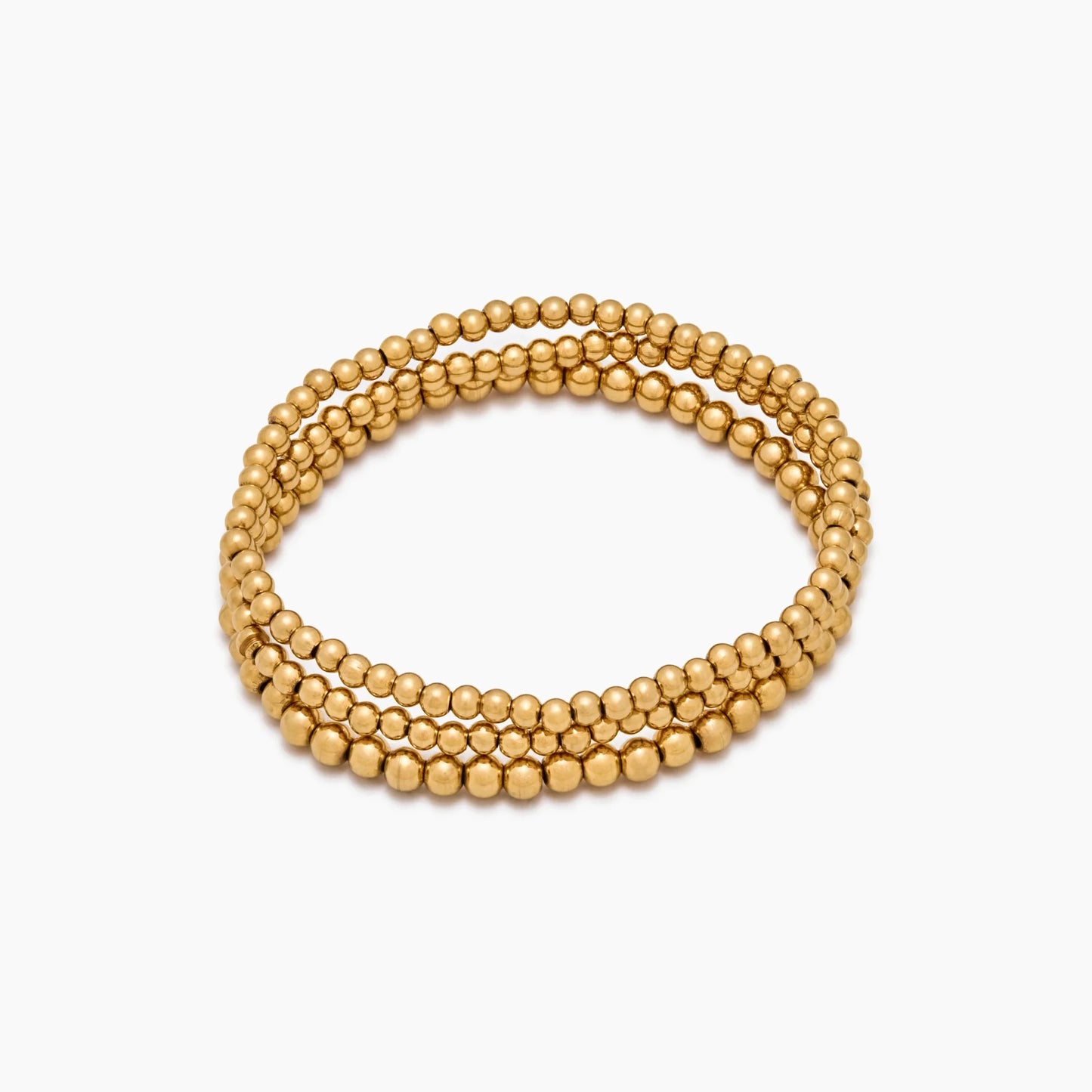Pack 3 Pulseras de Cuentas Doradas 433 en Baño de Oro de 18k — Mujer