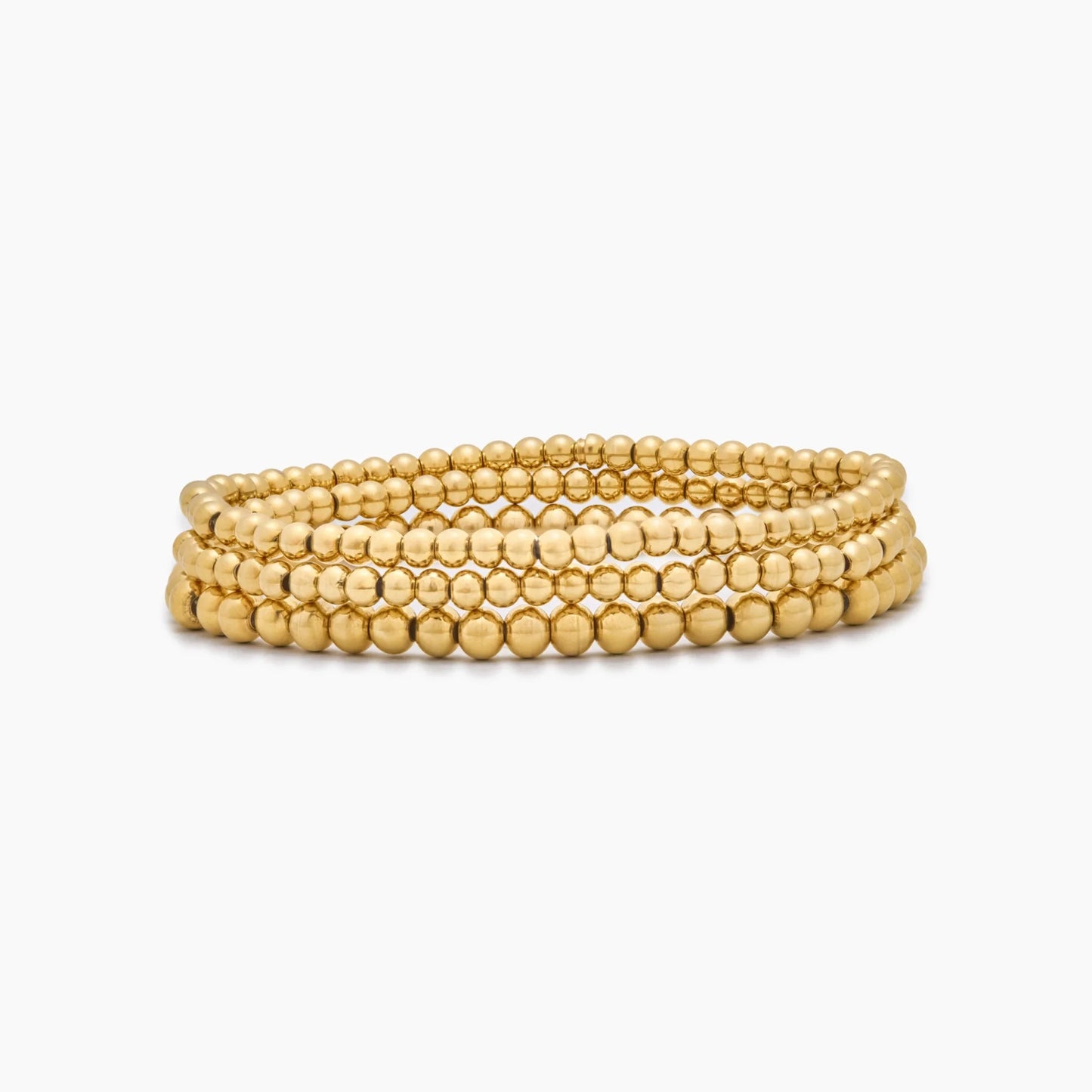 Pack 3 Pulseras de Cuentas Doradas 433 en Baño de Oro de 18k — Mujer