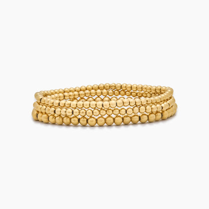Pack 3 Pulseras de Cuentas Doradas 433 en Baño de Oro de 18k — Mujer