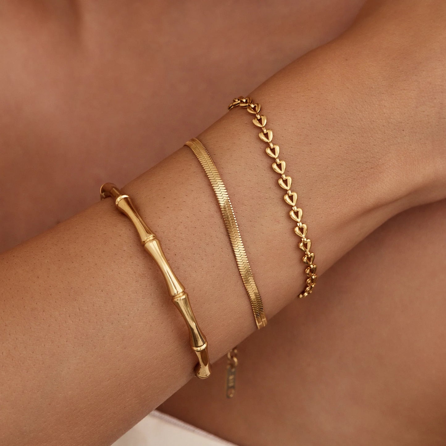 Bamboo Hoop Bracelet in 18k Gold Plating — Women