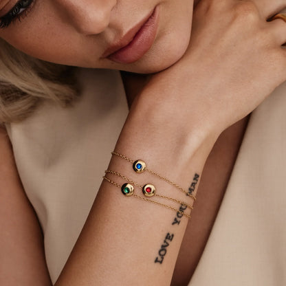 Bracelet Mini Birthstone Charm in 18k Gold Plating — Women