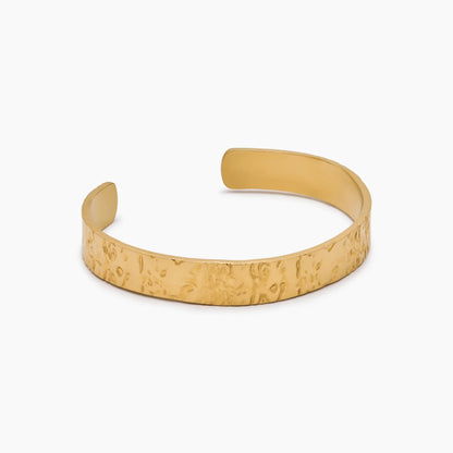 Wide Textured Hoop Bracelet in 18k Gold Plating — Women