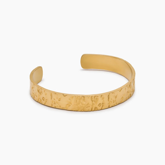 Wide Textured Hoop Bracelet in 18k Gold Plating — Women