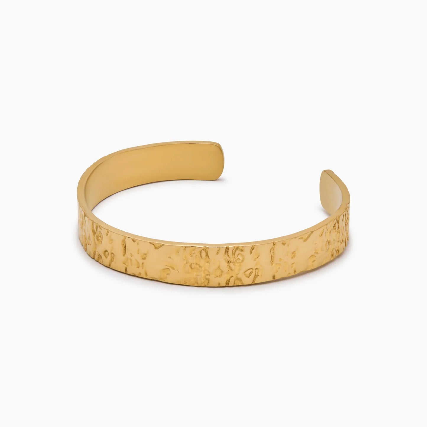 Wide Textured Hoop Bracelet in 18k Gold Plating — Women
