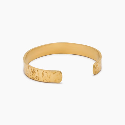 Wide Textured Hoop Bracelet in 18k Gold Plating — Women