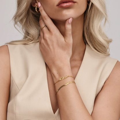18k Gold Plated Cursive Name Bracelet — Women