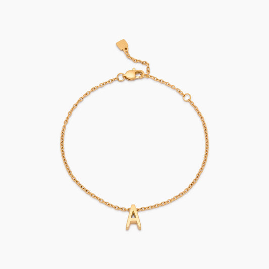 Pulsera Inicial Delicada en Baño Oro 18k — Mujer