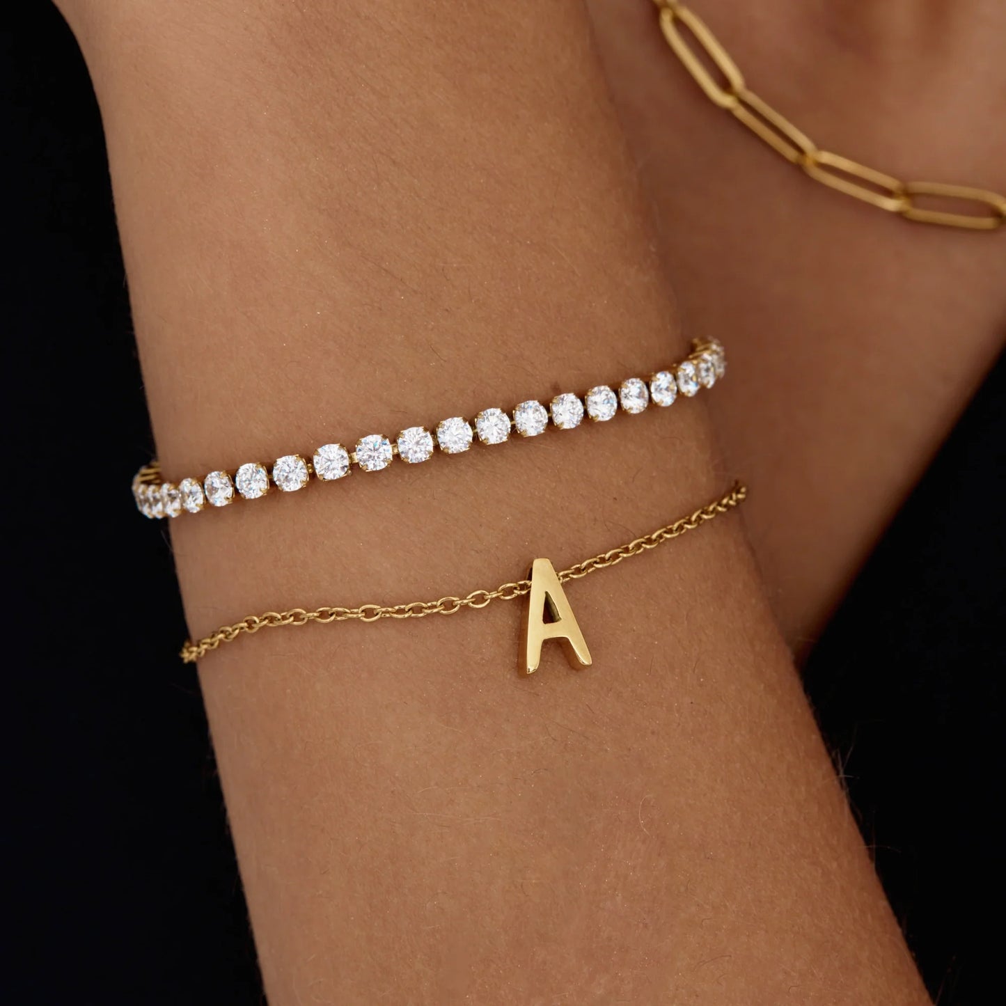 Delicate Initial Bracelet in 18k Gold Plating — Women