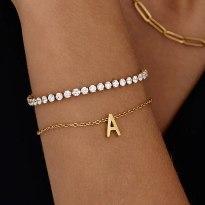 Delicate Initial Bracelet in 18k Gold Plating — Women