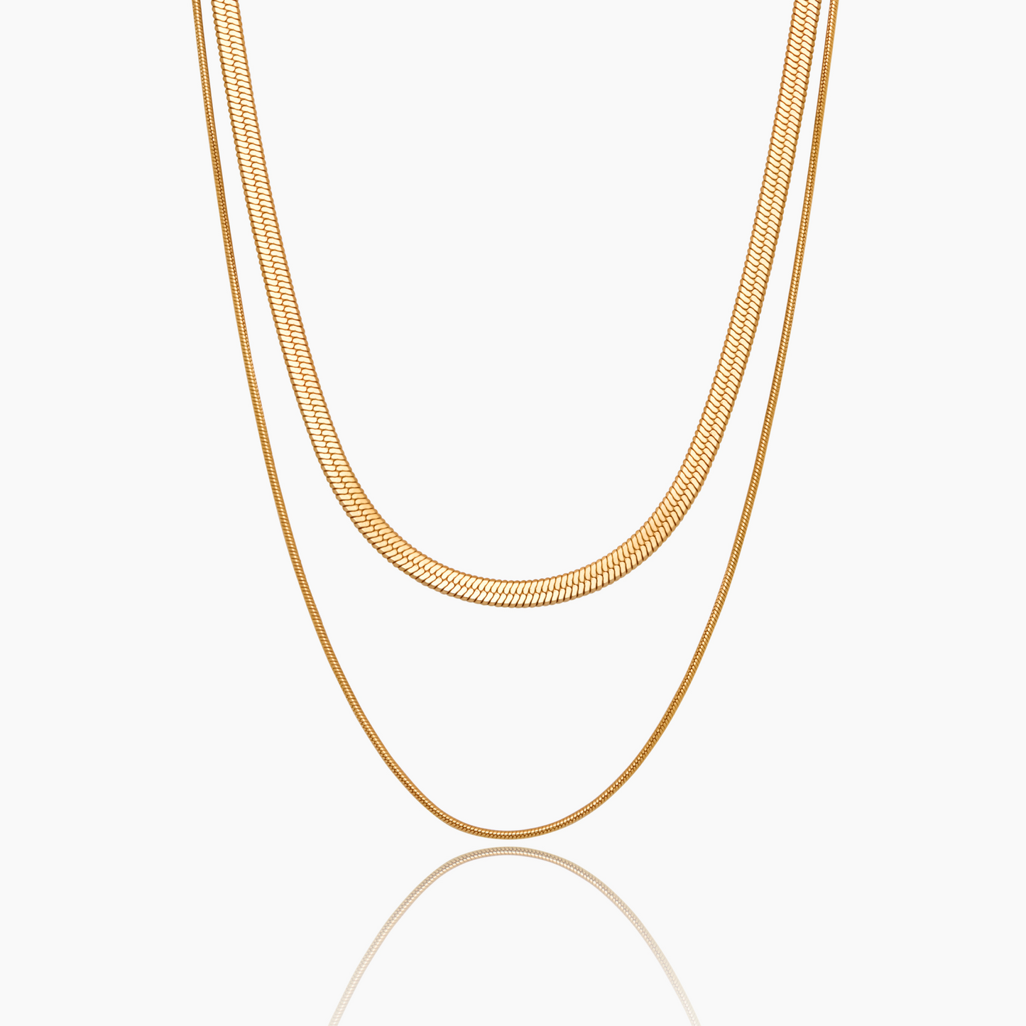 Collar de doble cadena de serpiente en capas