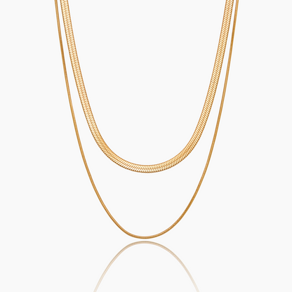 Collar de doble cadena de serpiente en capas