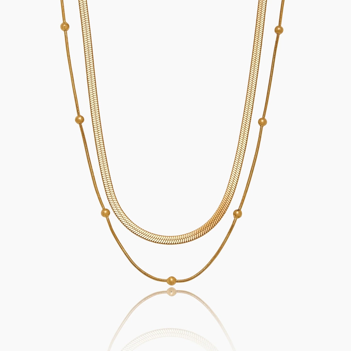 Collar de cadena en capas con diseño de serpiente y satélite