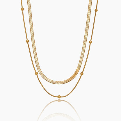 Collar de cadena en capas con diseño de serpiente y satélite