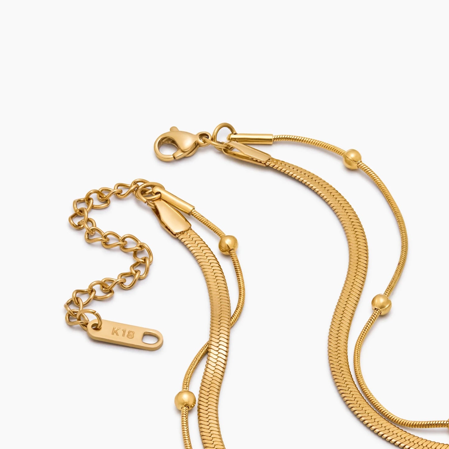 Collar de cadena en capas con diseño de serpiente y satélite