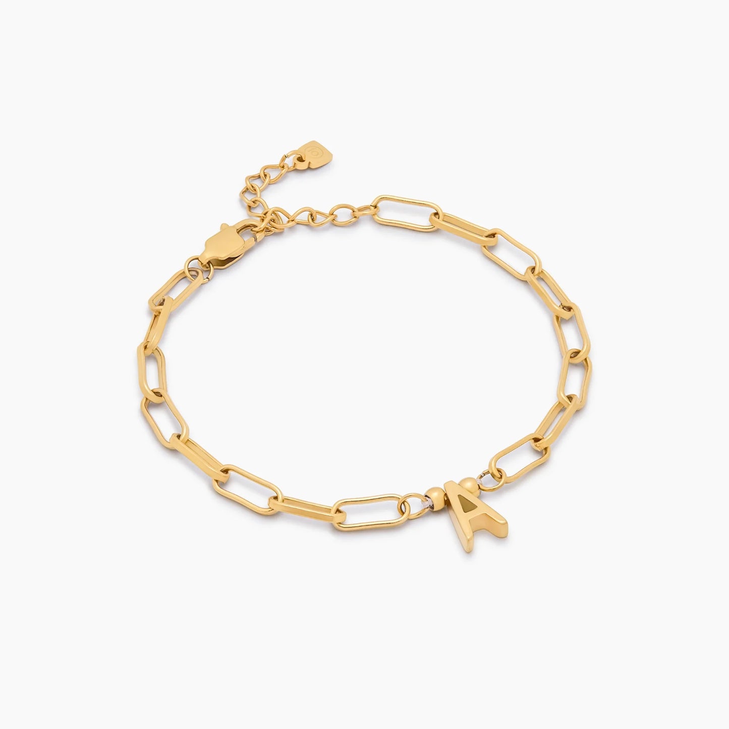 Pulsera de cadena con inicial en oro de 18k — Mujer