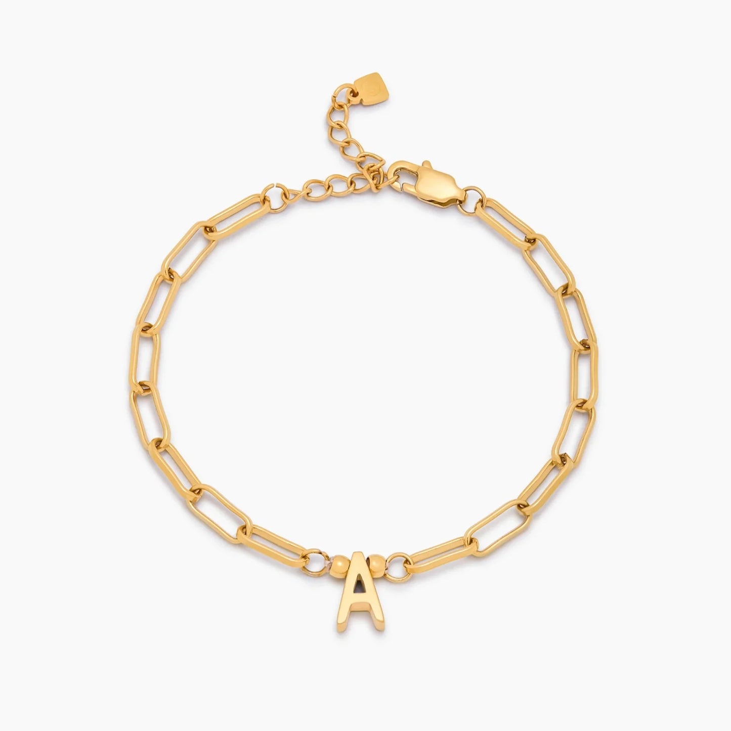 Pulsera de cadena con inicial en oro de 18k — Mujer