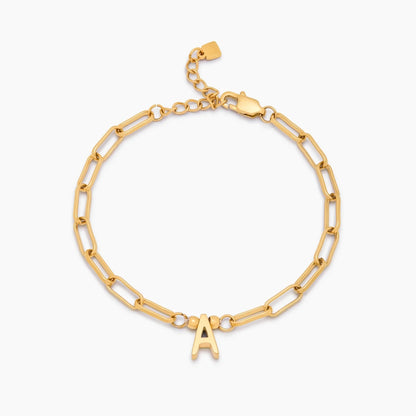 Pulsera de cadena con inicial en oro de 18k — Mujer