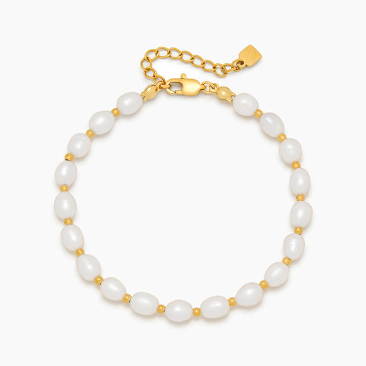 18k Gold Plated Pearl Moon Bracelet — Women