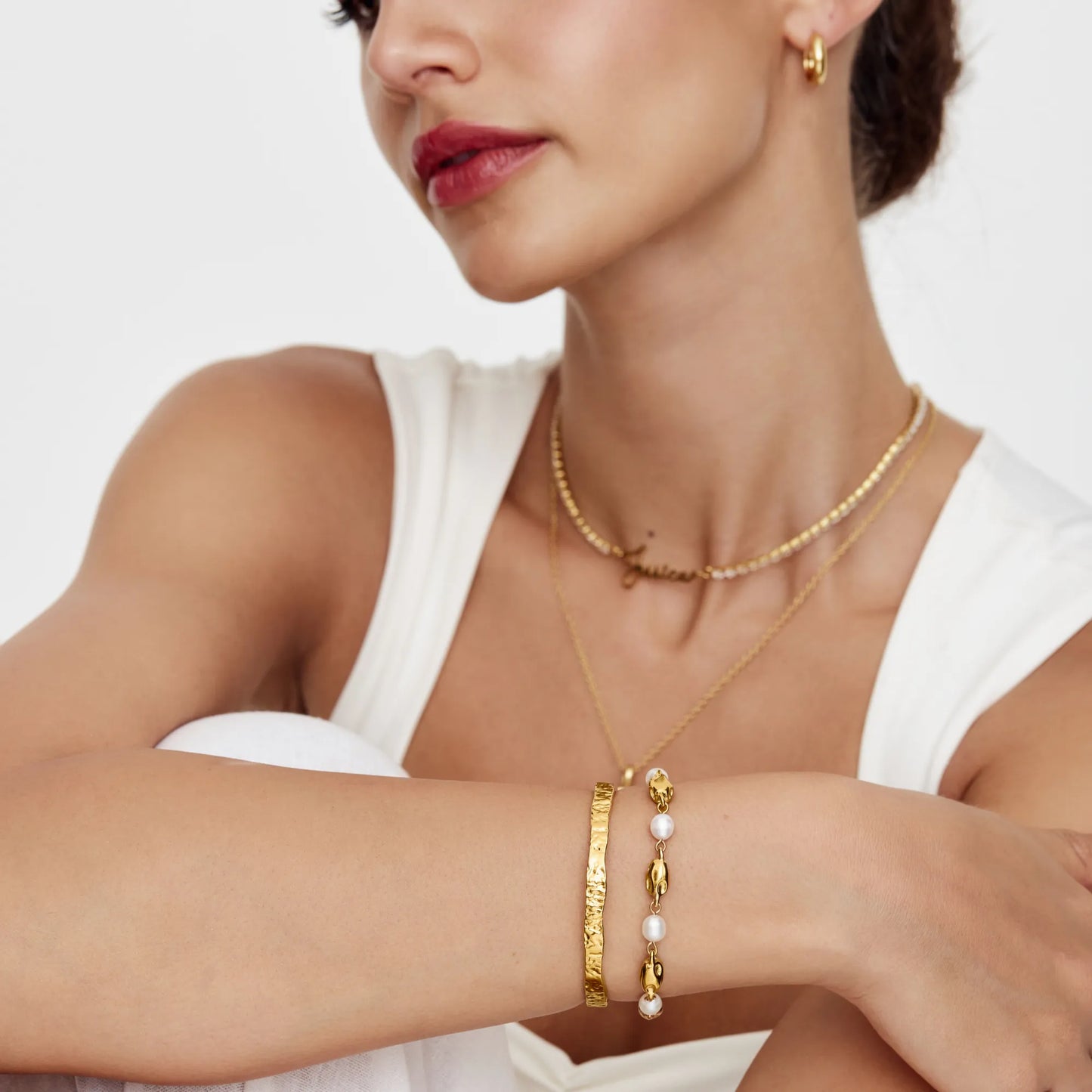 Pulsera de perlas de agua dulce fundidas
