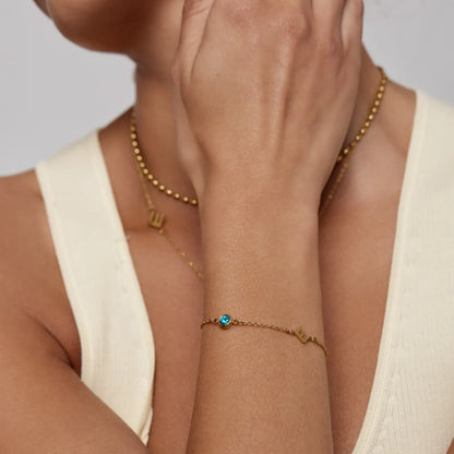 Pulsera con piedra natal engastada lateralmente