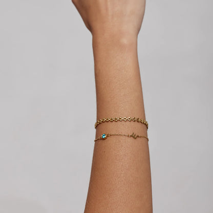 Pulsera con piedra natal engastada lateralmente