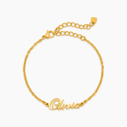 18k Gold Plated Cursive Name Bracelet — Women