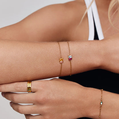 Pulsera Dúo Piedras Natales Para Siempre en Baño Oro 18k — Mujer