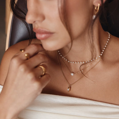 Pearl Moon Pendant Necklace in 18k Gold Plating — Women