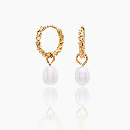 Pendientes de Aro Mini Trenzados con Perlas