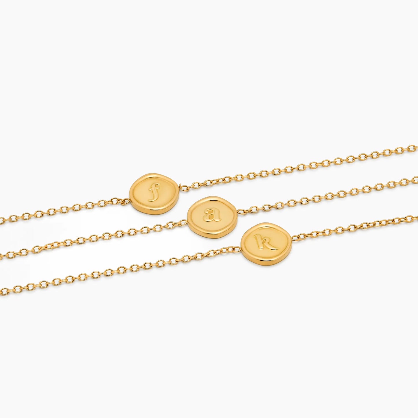 Initial Stamp Bracelet in 18k Gold Plating — Woman