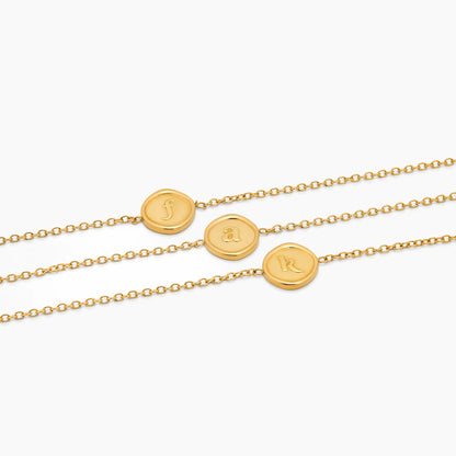 Initial Stamp Bracelet in 18k Gold Plating — Woman