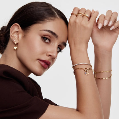 Pulsera de eslabones de clip con piedra de nacimiento inicial