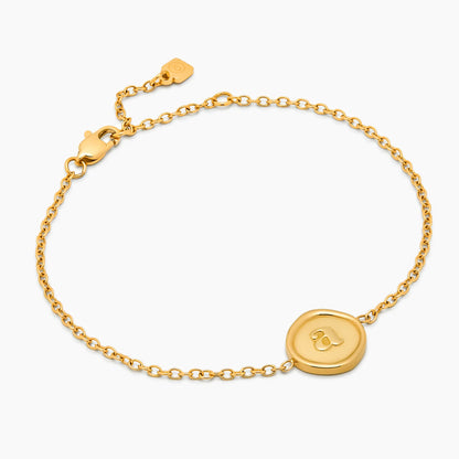 Initial Stamp Bracelet in 18k Gold Plating — Woman