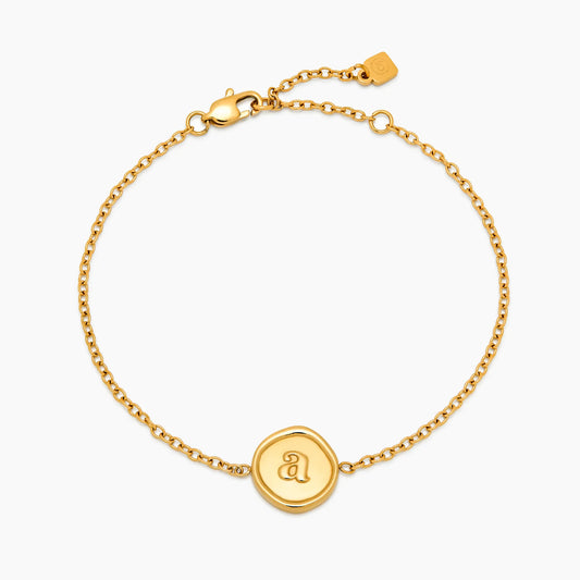 Initial Stamp Bracelet in 18k Gold Plating — Woman