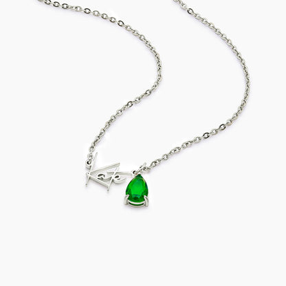Collar con nombre y piedra natal en plata de ley 925 - Mujer