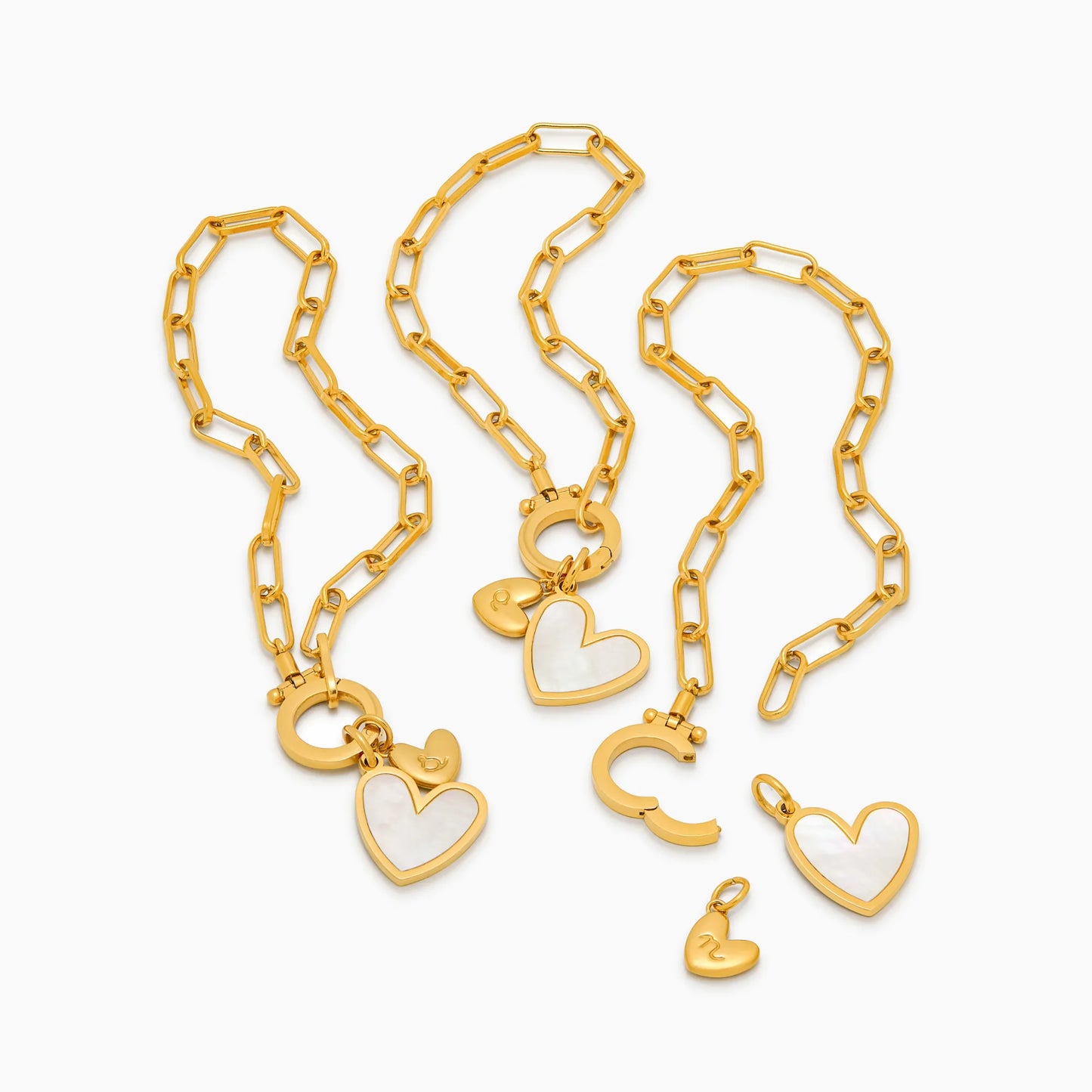Bracelet Initial and Heart Duo Clip Chain in 18k Gold Plating — Women