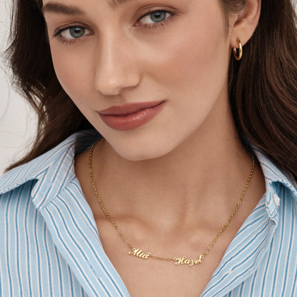 Collar con múltiples nombres chapado en oro de 18k — Mujer