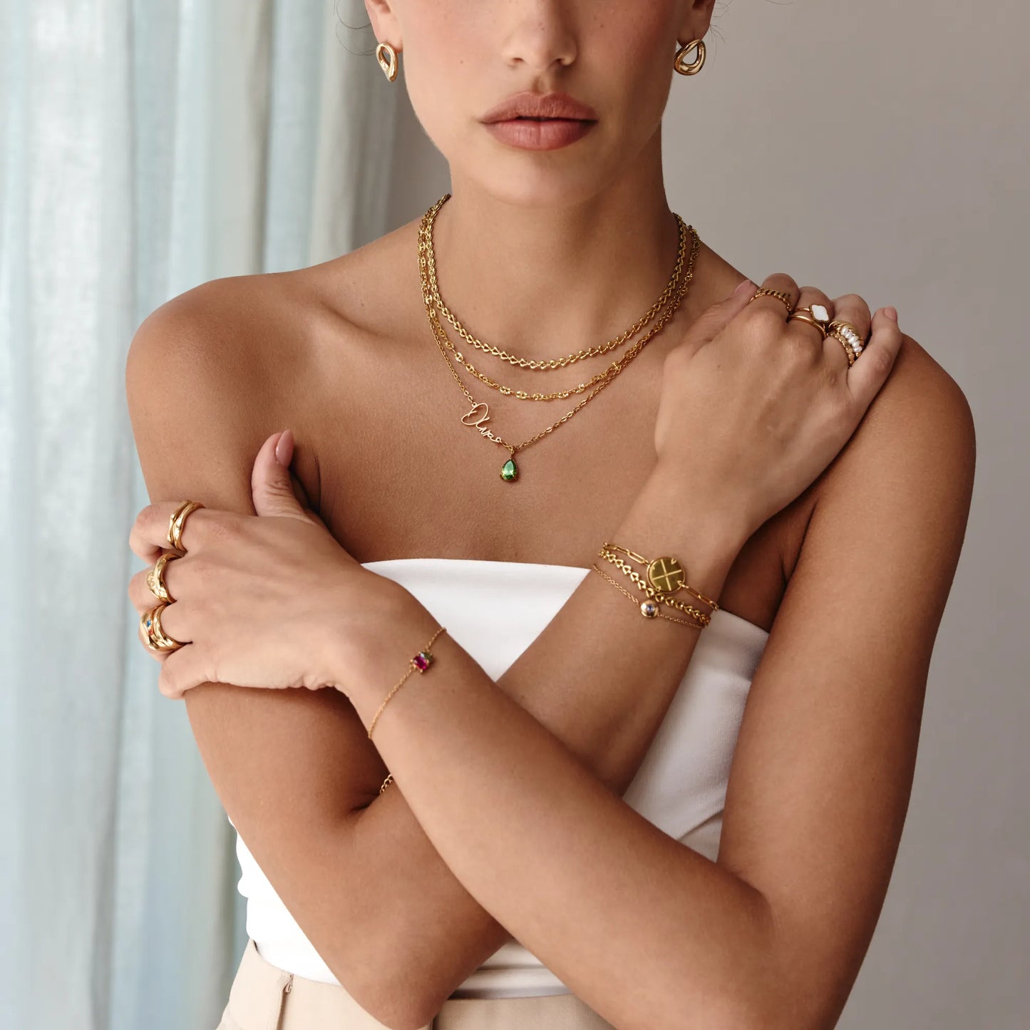 Collar con nombre y piedra natal en plata de ley 925 - Mujer