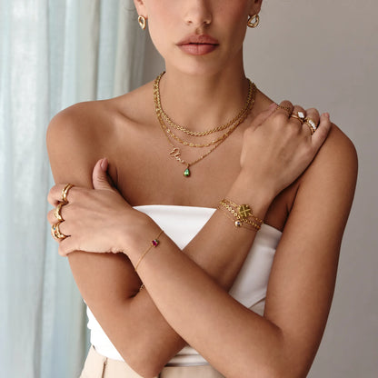 Collar con nombre y piedra natal en plata de ley 925 - Mujer