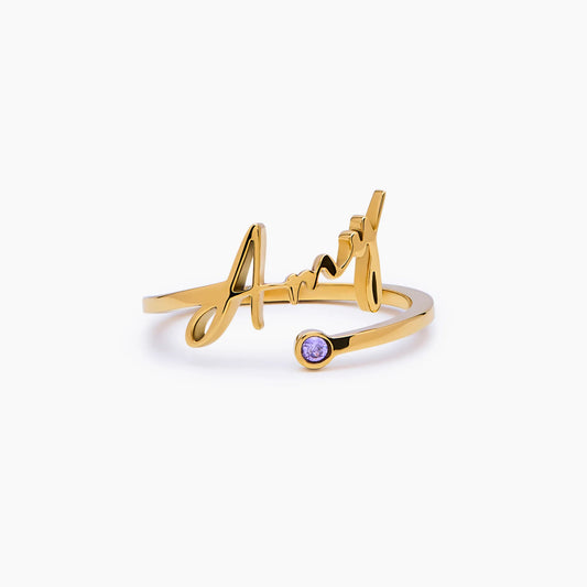Anillo de Nombre y Piedra de Nacimiento