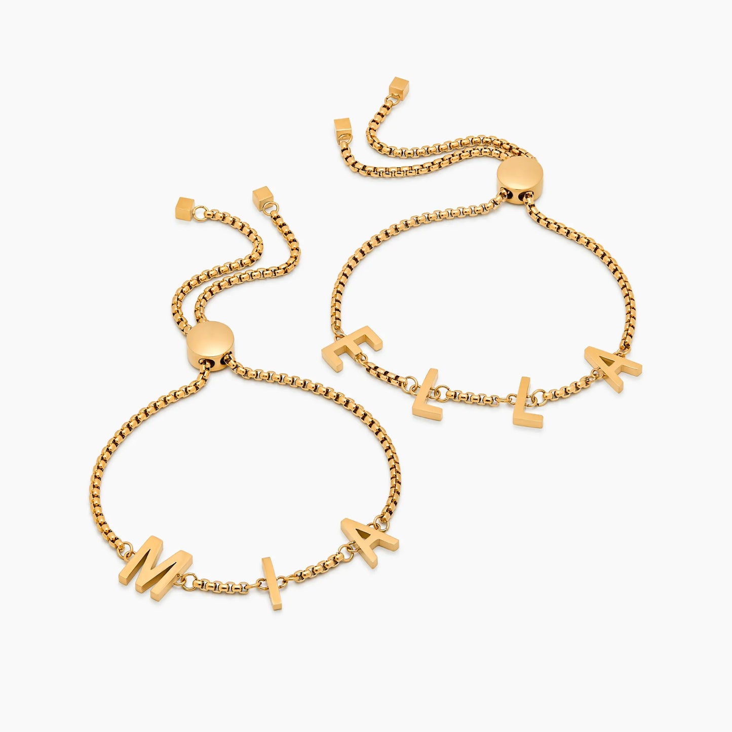 Pulsera clásica personalizada de mujer con nombre en baño de oro de 18k