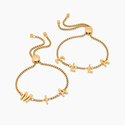 Pulsera clásica personalizada de mujer con nombre en baño de oro de 18k