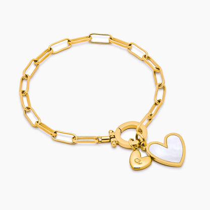 Bracelet Initial and Heart Duo Clip Chain in 18k Gold Plating — Women