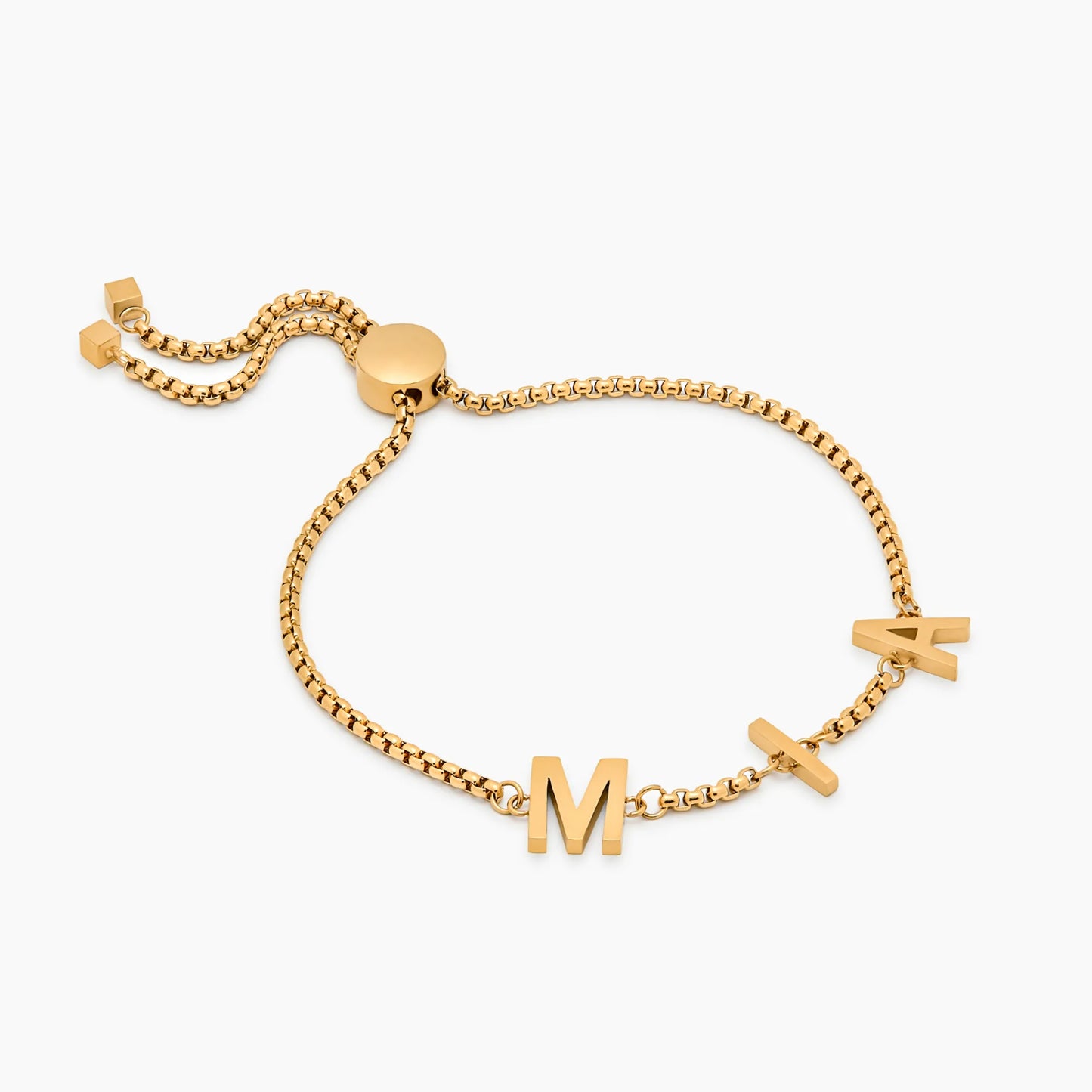 Pulsera clásica personalizada de mujer con nombre en baño de oro de 18k