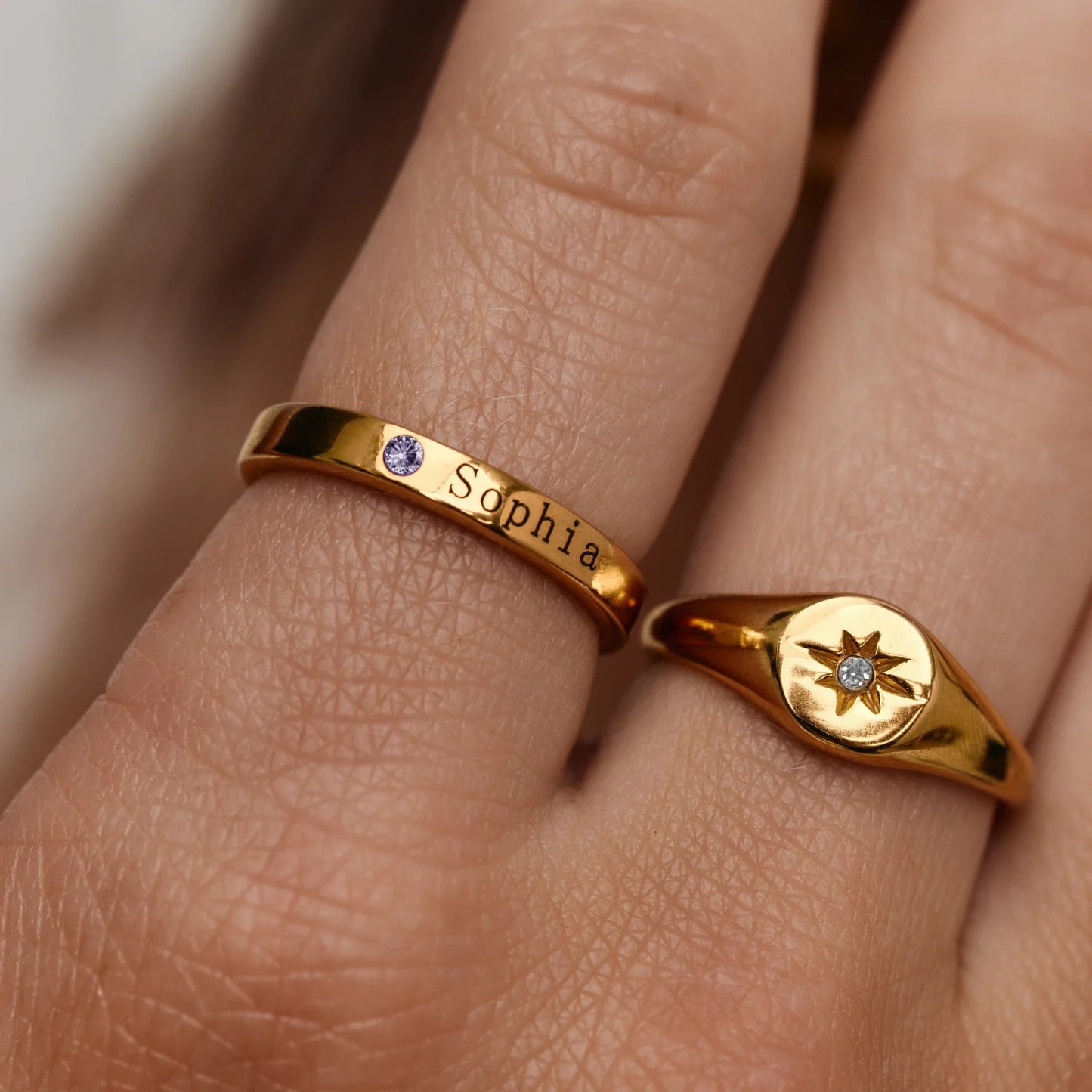 Bague empilable personnalisée pierre de naissance