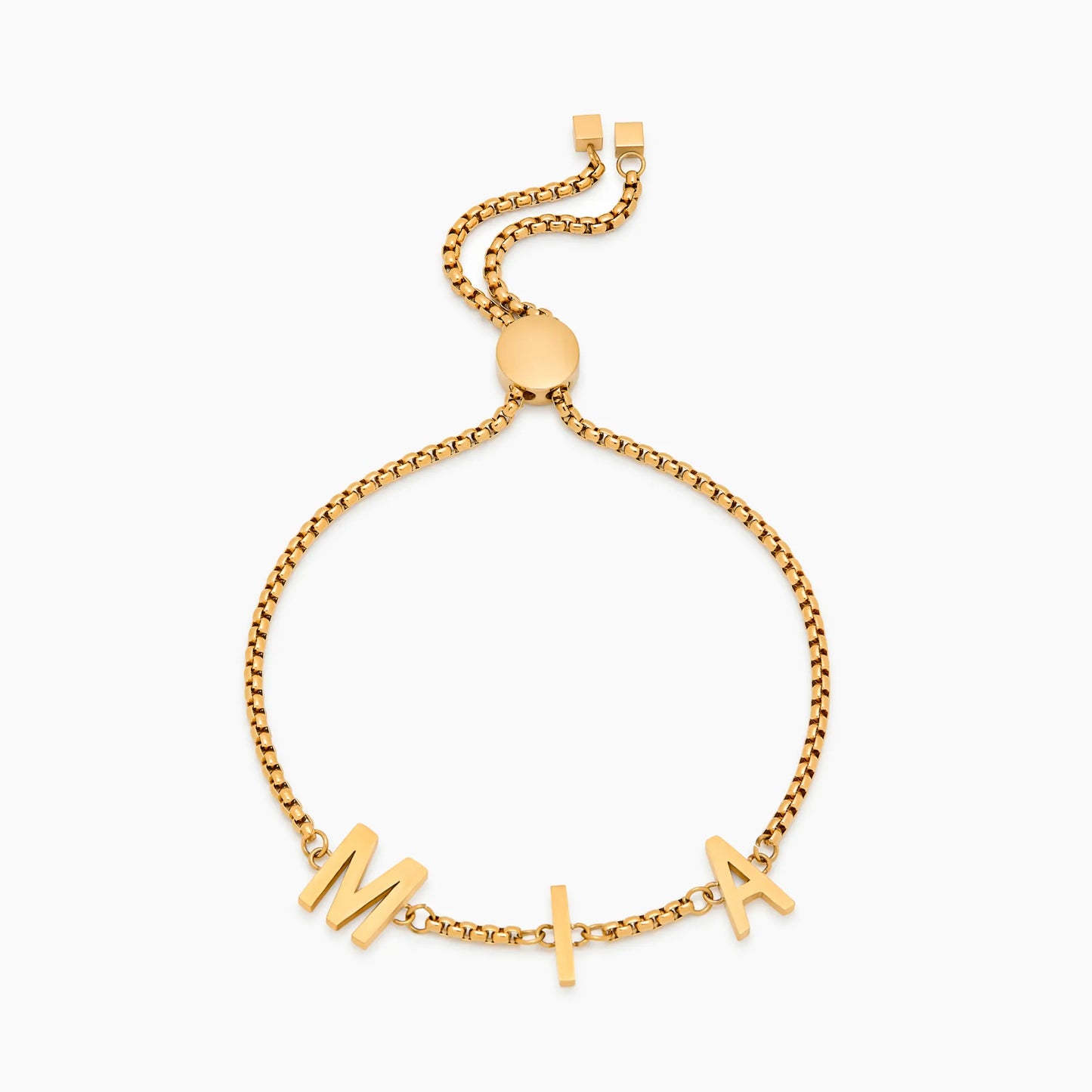 Pulsera clásica personalizada de mujer con nombre en baño de oro de 18k
