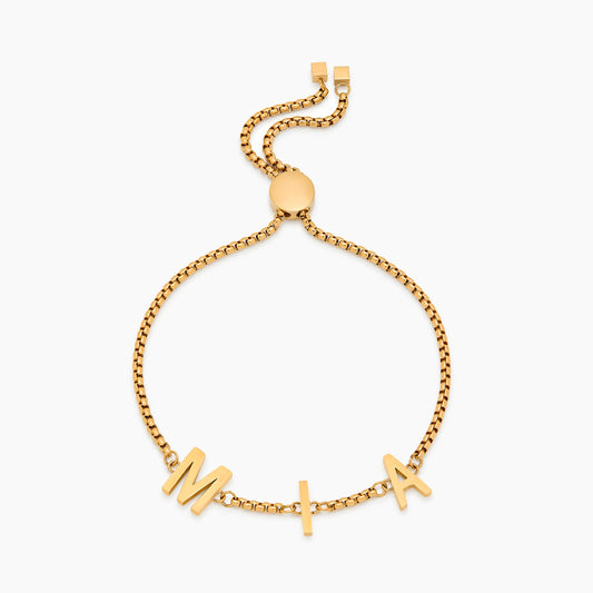 Pulsera clásica personalizada de mujer con nombre en baño de oro de 18k